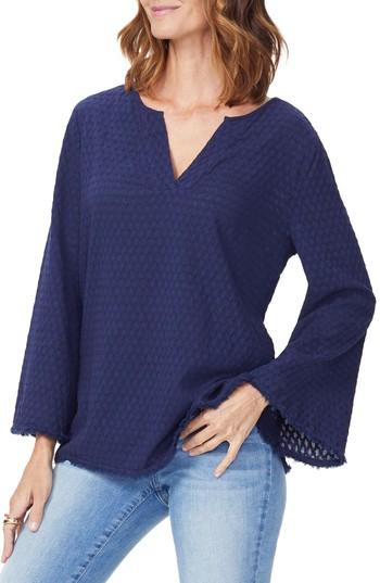 Women's Nydj Frayed Edge Bell Sleeve Top