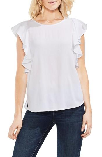 Women's Vince Camuto Ruffle Sleeve Crinkle Gauze Blouse, Size - White