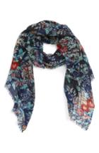 Women's Sole Society Botanical Floral Wool Scarf, Size - Black