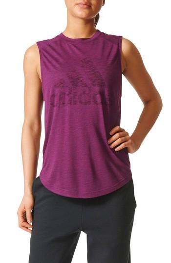 Women's Adidas Winners Logo Muscle Tank - Purple