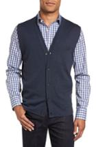 Men's Nordstrom Men's Shop Merino Button Front Sweater Vest - Blue