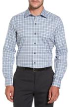 Men's David Donahue Plaid Fit Sport Shirt, Size Large - Black