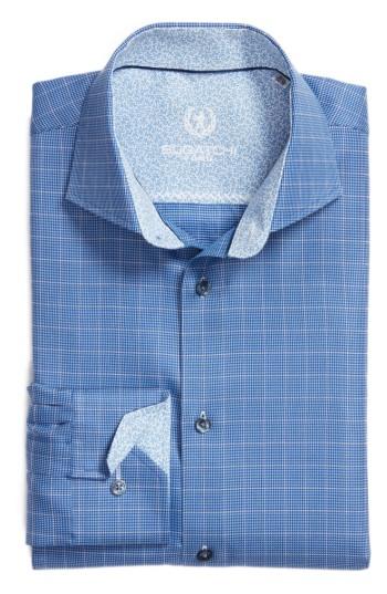 Men's Bugatchi Trim Fit Houndstooth Dress Shirt .5 - Blue