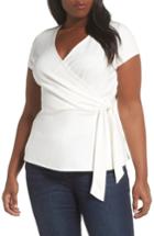 Women's Gibson Faux Wrap Tie Shirt - Ivory