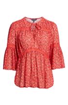 Women's Lucky Brand Lace Detail Top - Red