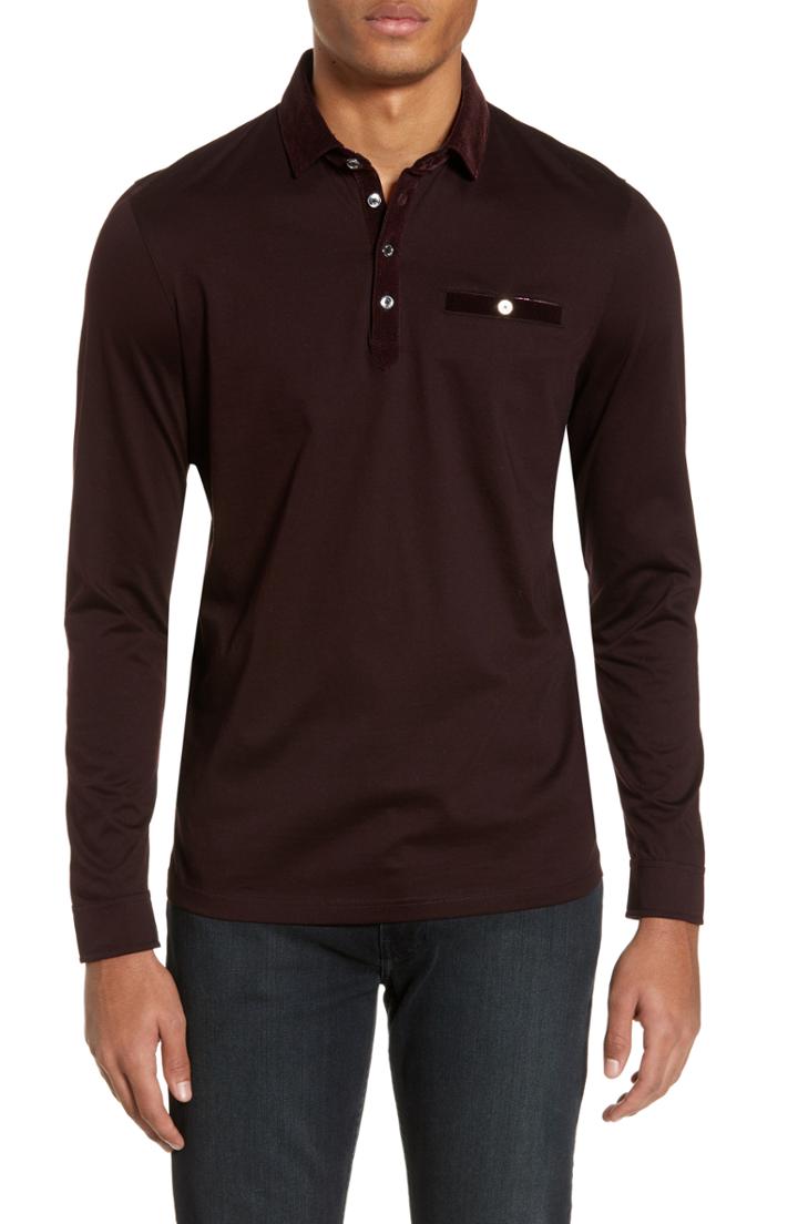 Men's Ted Baker London Nervy Slim Fit Velvet Collar Polo