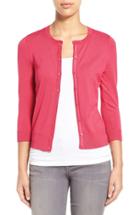 Petite Women's Halogen Three Quarter Sleeve Cardigan P - Red