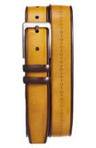 Men's Mezlan Ascot/diver Leather Belt - Brown/ Mustard