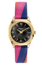 Women's Salvatore Ferragamo Time Square Leather Strap Watch, 36mm