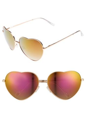 Women's Circus By Sam Edelman 60mm Metal Heart Sunglasses - Rose Gold