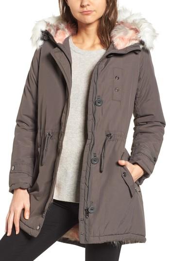 Women's Steve Madden Water Repellent Faux Fur Lined Anorak