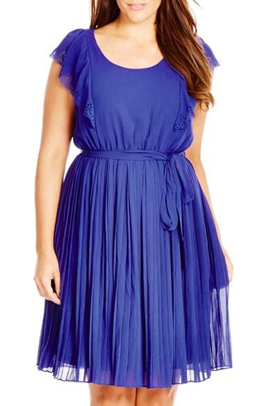 Women's City Chic 'cute Cutout' Belted Chiffon Dress