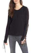 Women's Pam & Gela Lace-up Sleeve Sweatshirt - Black
