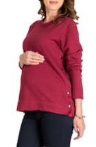Women's Nom Maternity Olivia Snap Side Maternity Sweater - Red