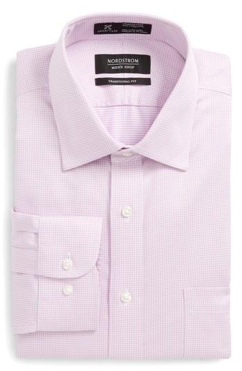 Men's Nordstrom Men's Shop Smartcare(tm) Traditional Fit Stripe Dress Shirt 32/33 - Pink