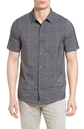 Men's Travis Mathew Uenishi Trim Fit Plaid Sport Shirt - Black