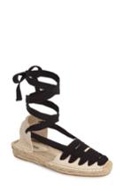 Women's Soludos Lace-up Espadrille Sandal .5 M - Black