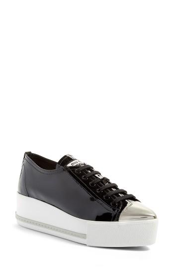 Women's Miu Miu Platform Pointy Cap Toe Sneaker Us / 39eu - Black