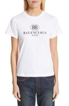 Women's Balenciaga Double-b Logo Tee - White