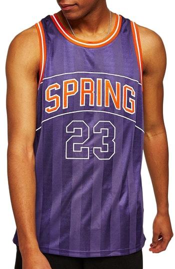 Men's Topman Embroidered Spring Jersey Tank - Purple