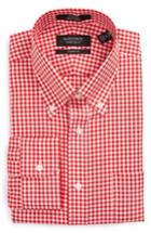Men's Nordstrom Men's Shop Classic Fit Non-iron Gingham Dress Shirt .5 - 33 - Red (online Only)