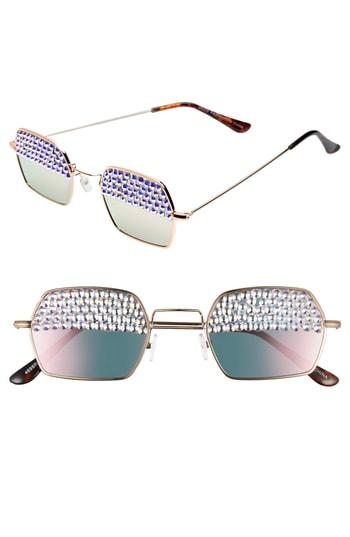 Women's Rad + Refined Crystal Lens Square Sunglasses - Gold/ Crystal
