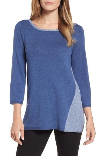 Women's Nic+zoe Outpouring Hue Cotton Blend Sweater - Blue