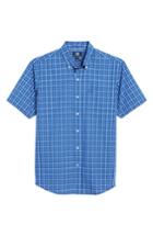 Men's Cutter & Buck Leo Plaid Easy Care Woven Shirt, Size - Blue