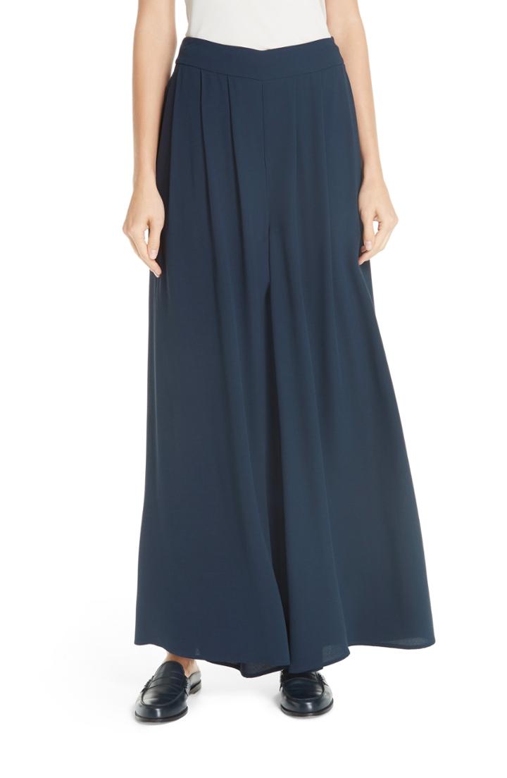 Women's Eileen Fisher Wide Leg Silk Pants (similar To 14w) - Blue