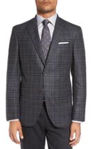 Men's David Donahue 'connor' Classic Fit Plaid Wool & Cashmere Sport Coat R - Grey