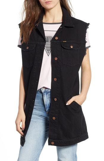 Women's Wrangler Longline Denim Vest - Black