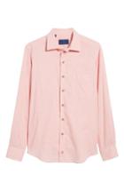 Men's David Donahue Regular Fit Garment Washed Melange Sport Shirt, Size - Pink