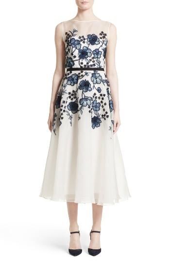 Women's Lela Rose Floral Embroidered Dress