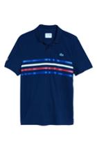 Men's Lacoste Sport Colored Bands Technical Pique Tennis Polo (l) - Black