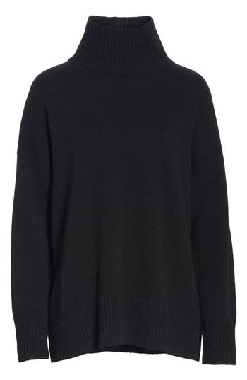 Women's Lafayette 148 New York Relaxed Cashmere Turtleneck Sweater - Black