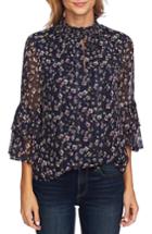 Women's Cece Ruffle Sleeve Metallic Accent Blouse, Size - Blue