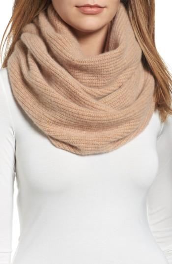Women's Halogen Cashmere Infinity Scarf, Size - Brown