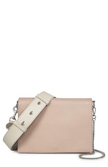 Allsaints Zep Lambskin Leather Box Bag - Beige