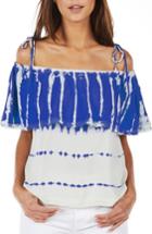 Women's Michael Stars Cold Shoulder Ruffle Top - Blue