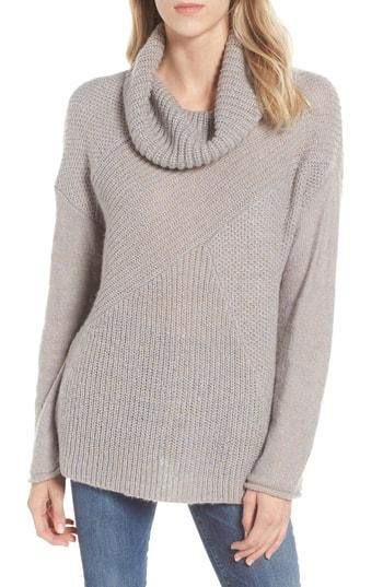 Women's Caslon Mix Stitch Funnel Neck Wool Blend Sweater - Grey