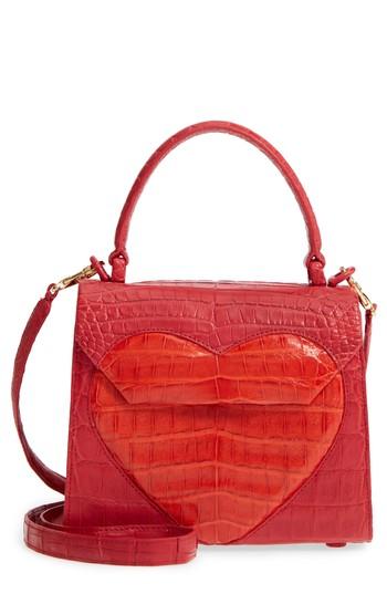Nancy Gonzalez Heart Lily Genuine Crocodile Crossbody Bag - Red
