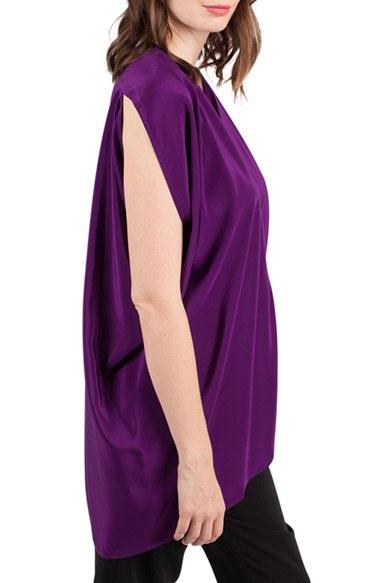Women's Kinwolfe Crepe De Chine Maternity/nursing Tunic - Purple