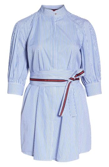 Petite Women's 1901 Stripe Tie Waist Shirtdress P - Blue