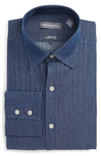 Men's Michael Bastian Trim Fit Denim Dress Shirt .5l - Blue