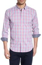 Men's Bugatchi Shaped Fit Check Performance Sport Shirt - Red