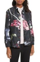 Women's Ted Baker London Liddia Eden Print Bomber Jacket - Black