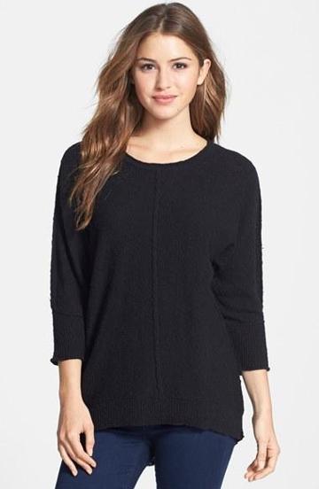 Two By Vince Camuto Reverse Detail Dolman Sleeve Sweater Rich
