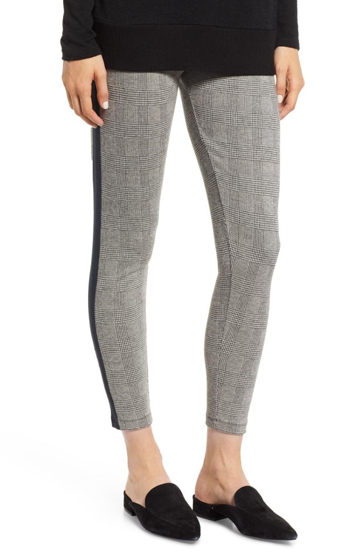 Women's Nordstrom Plaid Leggings, Size - Black