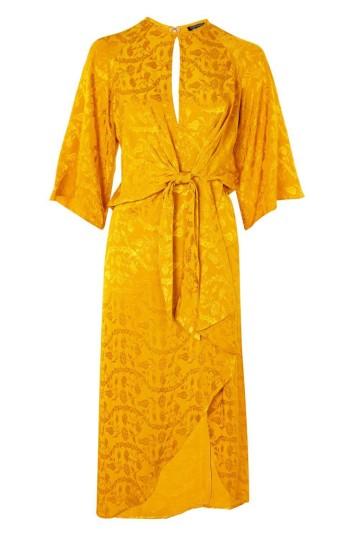 Women's Topshop Knot Front Midi Dress Us (fits Like 0) - Yellow