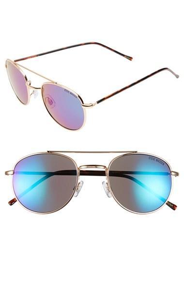 Steve Madden 52mm Mirror Lens Aviator Sunglasses